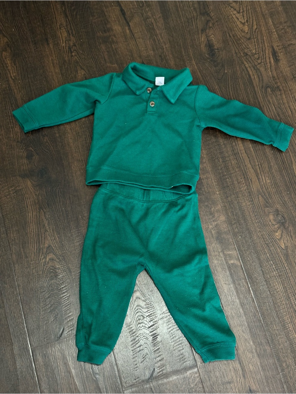 Toddler Green Two-Piece Polo Sweatshirt Set